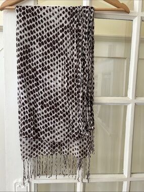 Lightweight Black and White Dot Scarf - Women Accessories, super soft, fringe